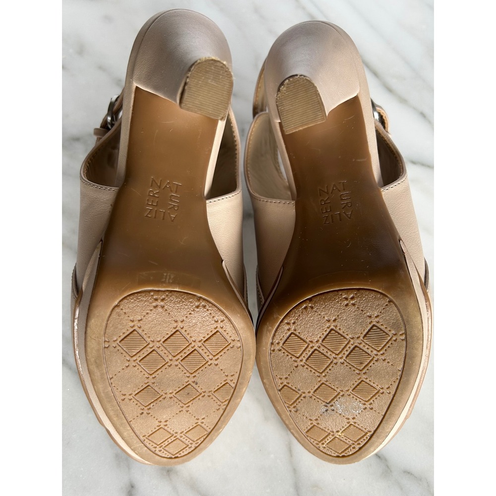 Naturalizer Womens Beige Slingback Buckle Peep Toe Platform Block Heels 7.5M - Picture 7 of 14